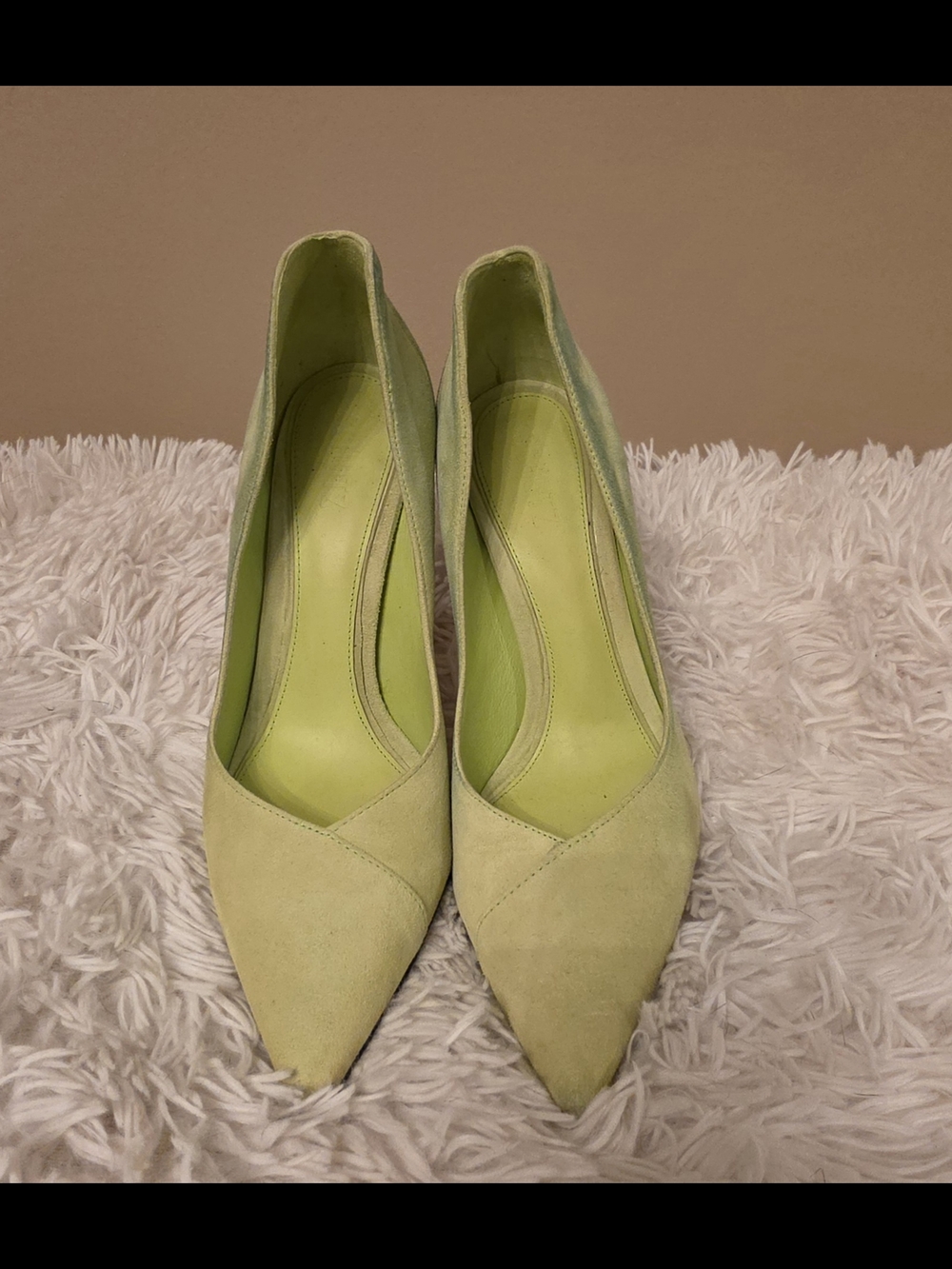 SCHUTZ Lime Green Pointed-Toe Suede Pumps